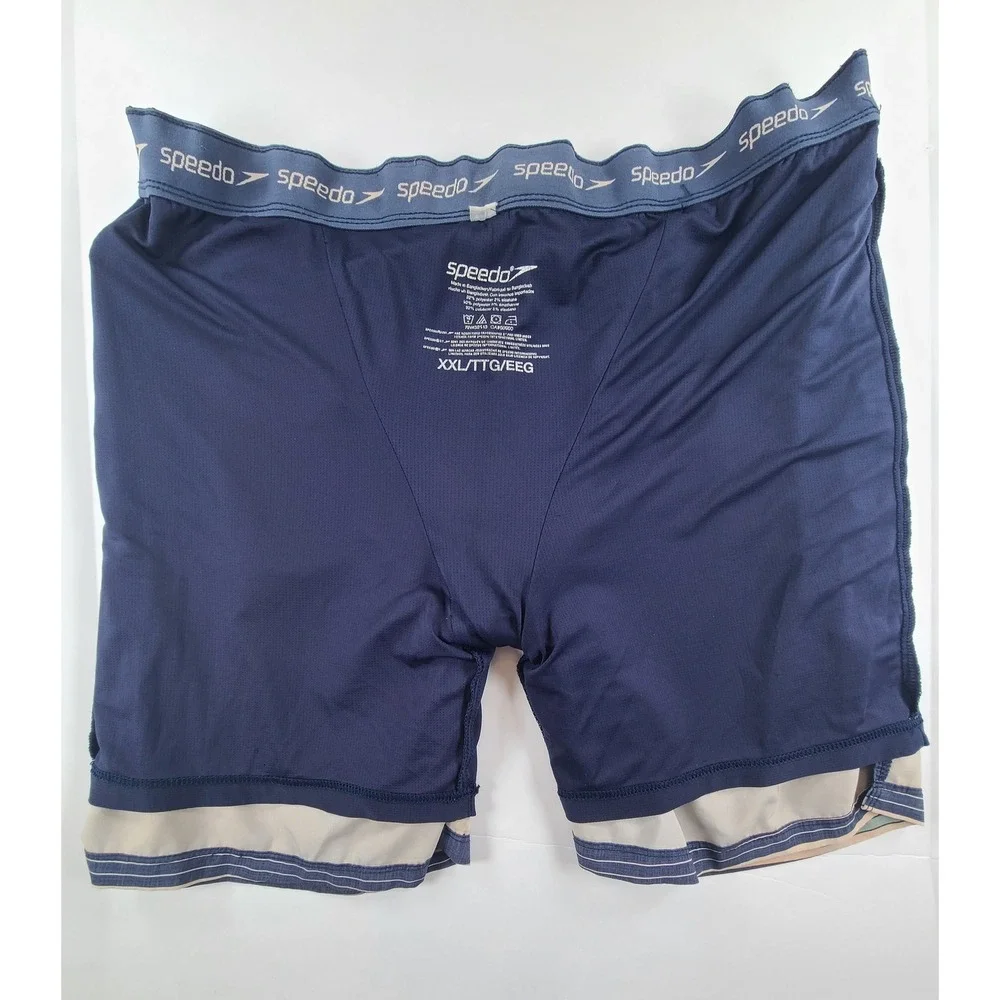 Speedo Swim Trunks Shorts Mens 2X Blue Striped Lined Resortwear Surf Summer